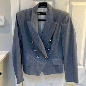 Women’s Blue Zara Blazer Size L - never worn